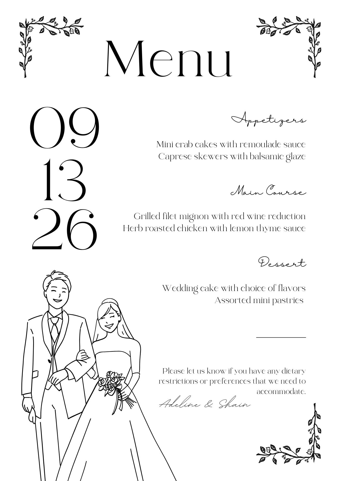 Wedding menu Template/Design